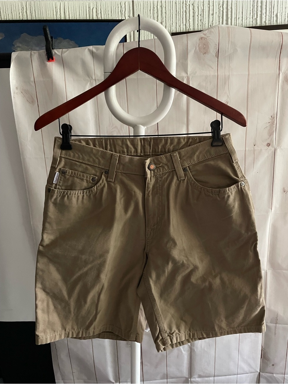 Ladies Carhartt Tan Workwear Flat-Front Shorts
